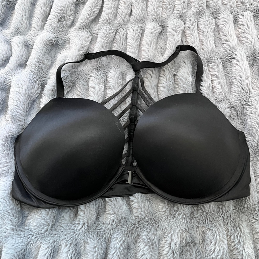 Victoria’s Secret Black Seamless Very Sexy Push-up Racerback Bra Strappy 36D